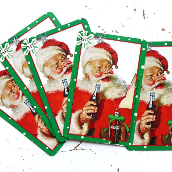 (Lot of 5) Swap Playing Cards Coca-Cola Santa 1990's Vintage Christmas Ephemera - Picture 3 of 7